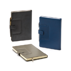 מחברת A5 דמוי עור+סגר מגנטי לכ.אשראי מקום לעט 120 דף