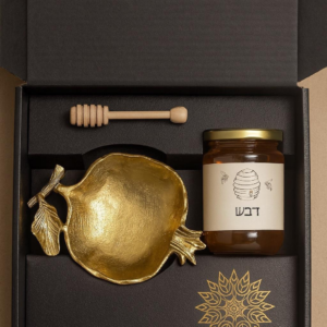 צלחת רימון מוזהבת עבודת יד