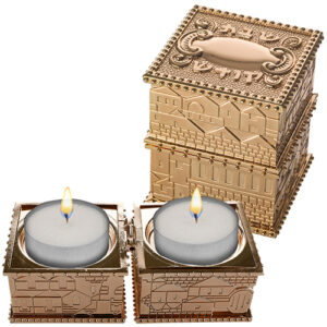 פמוטי נסיעה זהב בקופסא עם מכסה "ירושלים" 4X9 ס"