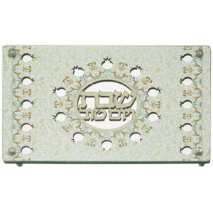 מגש חלה עץ וזכוכית "רימונים" חיתןך לייזר 37x2