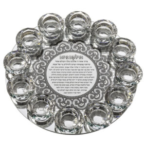 פמוט זכוכית עם פלקטה 12 פמוטי קריסטל 31 ס"מ