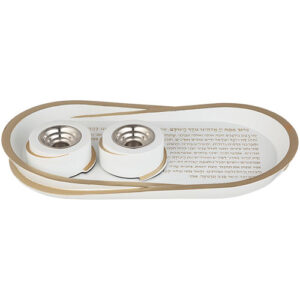 סט פוליריזן מגש להדלקת נרות וזוג פמוטים מהודרים