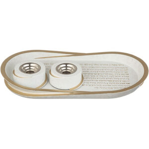 סט פוליריזן מגש להדלקת נרות וזוג פמוטים מהודרים