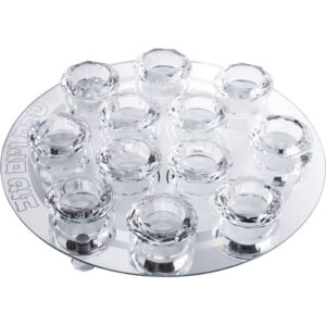 פמוט זכוכית עם 12 פמוטי קריסטל מהודרים 33 ס"מ