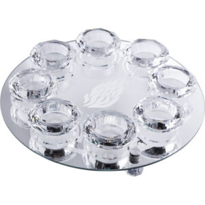 פמוט זכוכית עם 8 פמוטי קריסטל מהודרים - האש שלי 27 ס"מ