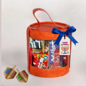 מארז ממתקים בקופסה עגולה שקופה