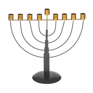 חנוכיית חוטים חצי עגול לשמן - שחור