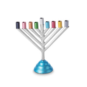 חנוכייה לנרות אלומיניום מהודרת עם קנים צבעוניים 19