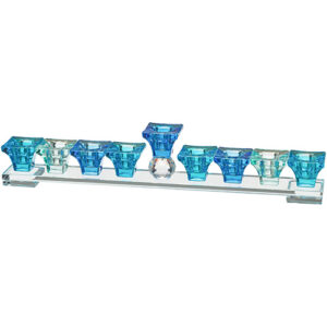 חנוכייה קריסטל מהודרת גווני כחול