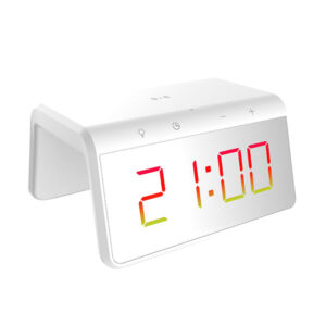 מטען אלחוטי מהיר 2 ב-1 לנייד משולב עם שעון דיגיטלי