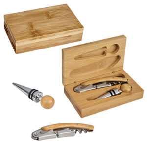 מארז יין יוקרתי - 2 חלקים במארז עץ במבוק