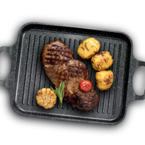 פלטת גריל רטרו מלבנית עם פסים BLACK MARBLE