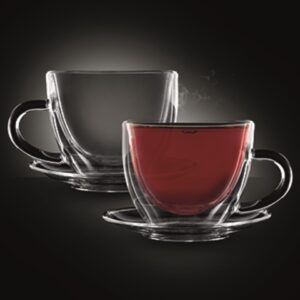 סט 2 כוסות דאבל עם צלוחית 250 מ"ל INDIA