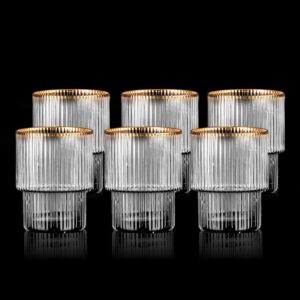 סט 6 כוסות 350 מ"ל ASTER זכוכית פס זהב