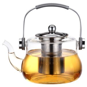 קנקן תה מזכוכית 1300 מ"ל עם מסננת נירוסטה לחליטות SINGAPORE