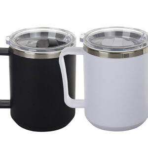 ספל תרמי נירוסטה עם ידית ומכסה אקרילי שקוף