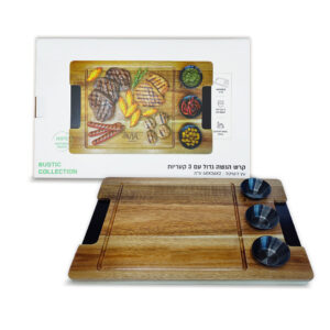 קרש הגשה גדול עם 3 קעריות דגם RUSTIC