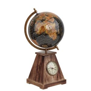 גלובוס ענתיק יוקרתי 8 אינץ' על פגודת עץ עם שעון