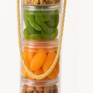 גליל שקוף עם 7 קופסאות רב פעמיות עם פירות יבשים