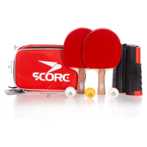 ערכת פינג פונג TOTAL – זוג מטקות+רשת+3 כדורים בנרתיק SCORE