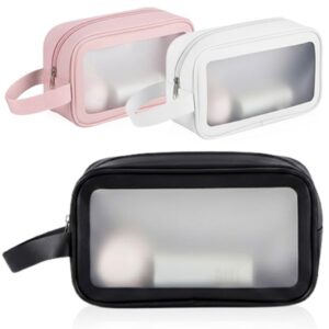 ריסטור טיק כלי רחצה/ איפור מעוצבים עשוי דמוי עור עם רצועת נסיעה ותלייה עם חלונית שקופים