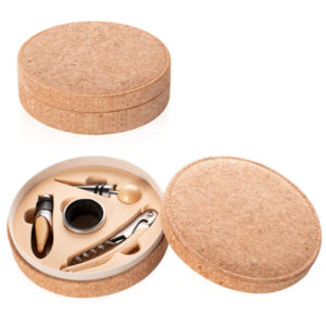 סט אביזרי יין במארז שעם טבעי